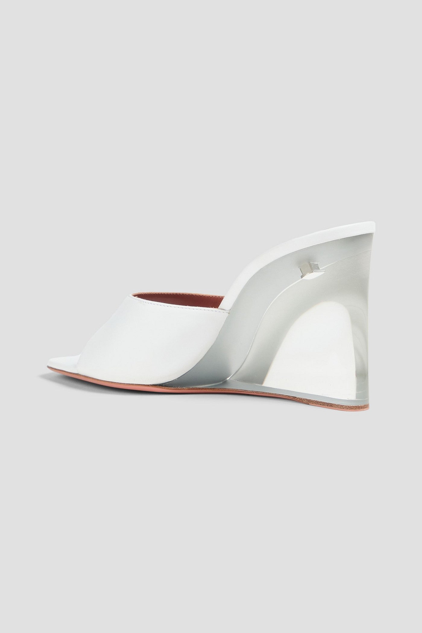 Amina Muaddi Lupita Leather Wedge Mules White Women's