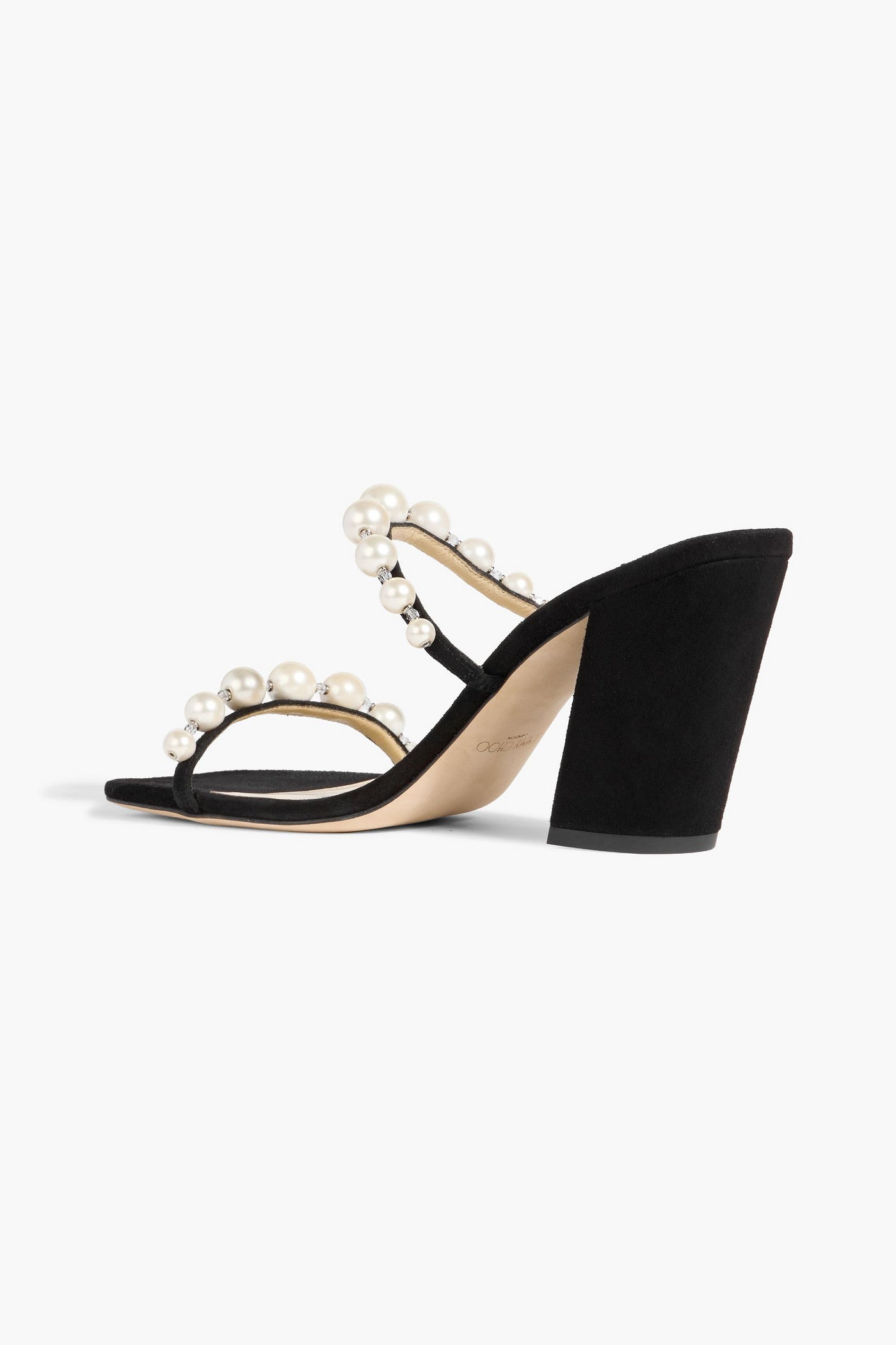 Jimmy Choo Amara 85 Embellished Suede Mules Black Women's
