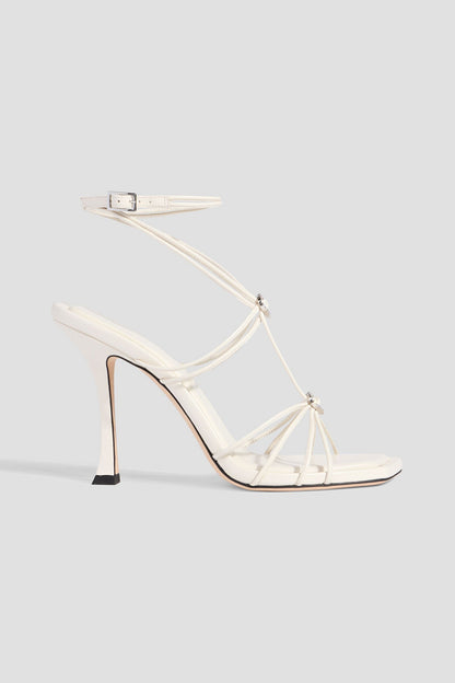 Jimmy Choo Indiya Embellished Leather Sandals White Women's