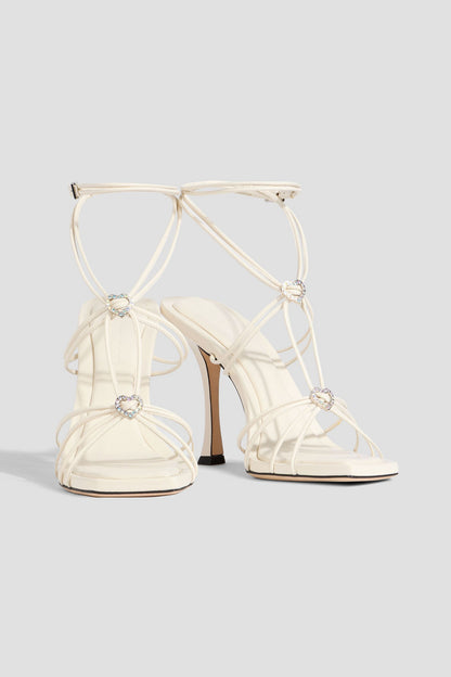 Jimmy Choo Indiya Embellished Leather Sandals White Women's