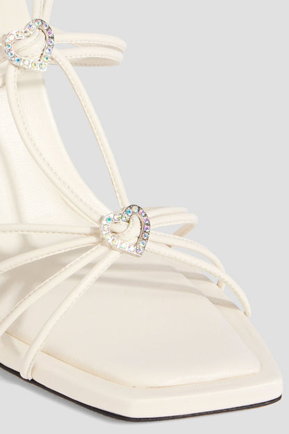 Jimmy Choo Indiya Embellished Leather Sandals White Women's