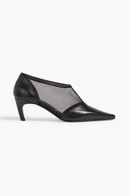 Toteme The T-Strap Mesh And Leather Pumps Black Women's