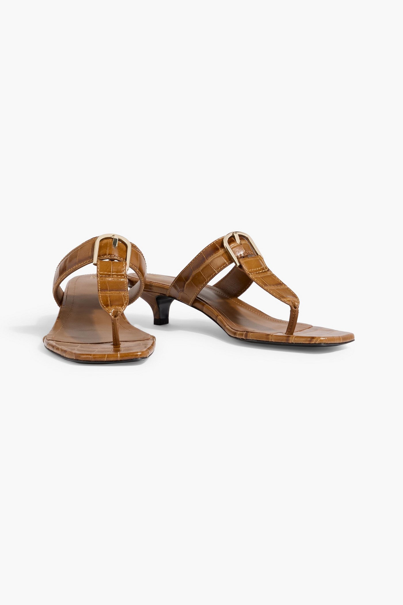Toteme The Belted Croc-Effect Leather Sandals Camel Women's