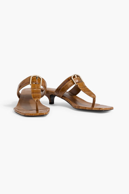 Toteme The Belted Croc-Effect Leather Sandals Camel Women's