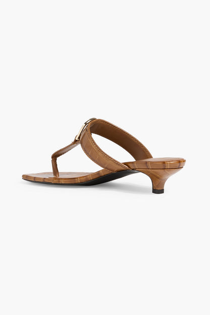 Toteme The Belted Croc-Effect Leather Sandals Camel Women's