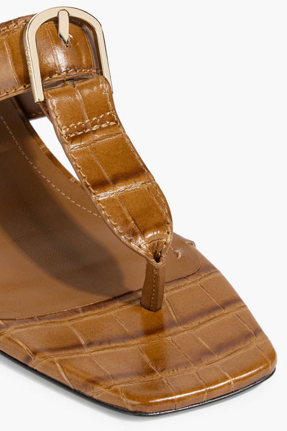 Toteme The Belted Croc-Effect Leather Sandals Camel Women's