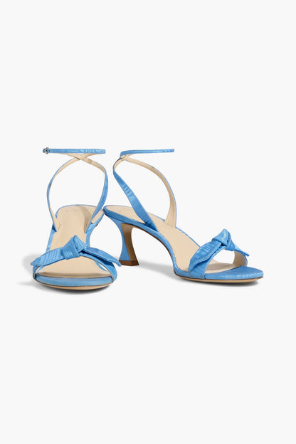 Alexandre Birman Clarita Bell 60 Bow-Detailed Moire Sandals Light Blue Women's