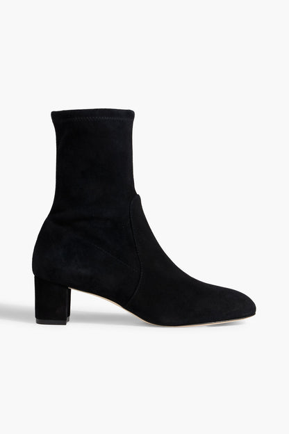 Stuart Weitzman Sofia 50 Suede Ankle Boots Black Women's