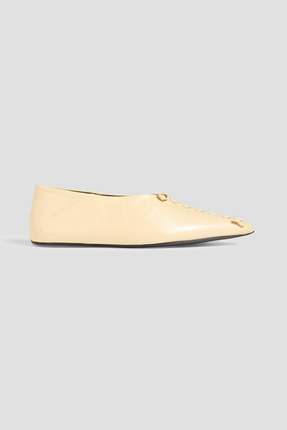 Jil Sander Leather Point-Toe Flats Cream Women's
