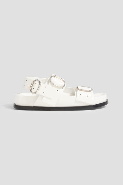 Jil Sander Perforated Leather Slingback Sandals White Women's