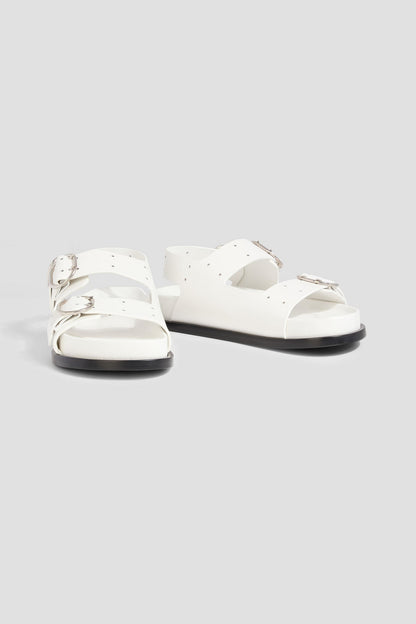 Jil Sander Perforated Leather Slingback Sandals White Women's