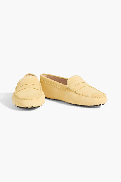 Tod's Gommino Suede Loafers Pastel Yellow Women's