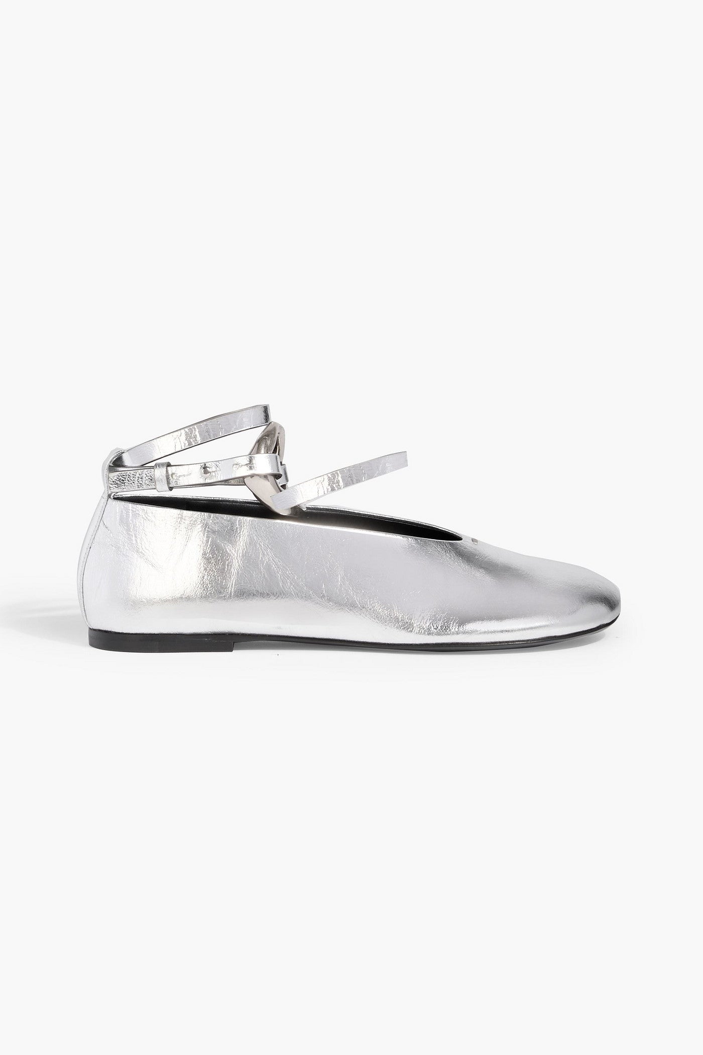 Jil Sander Metallic Leather Ballet Flats Silver Women's