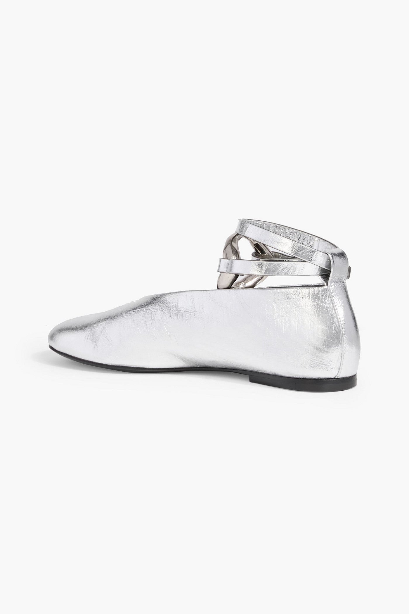 Jil Sander Metallic Leather Ballet Flats Silver Women's