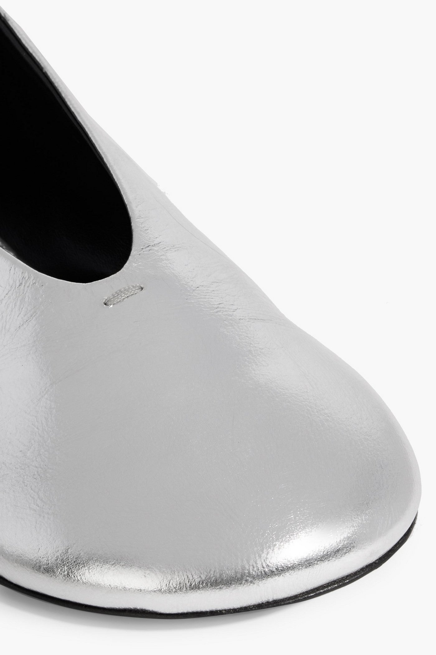 Jil Sander Metallic Leather Ballet Flats Silver Women's
