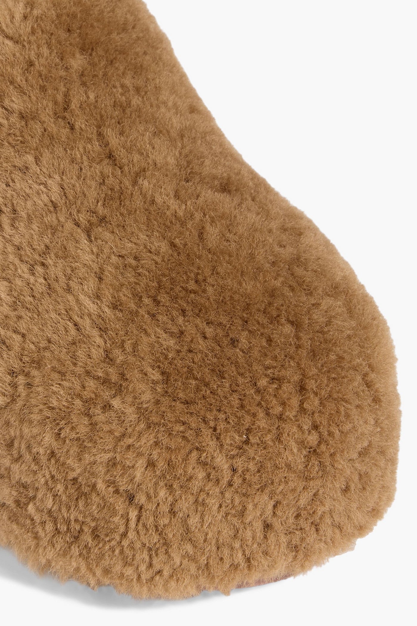 Amina Muaddi Giuly Shearling Clogs Camel Women's