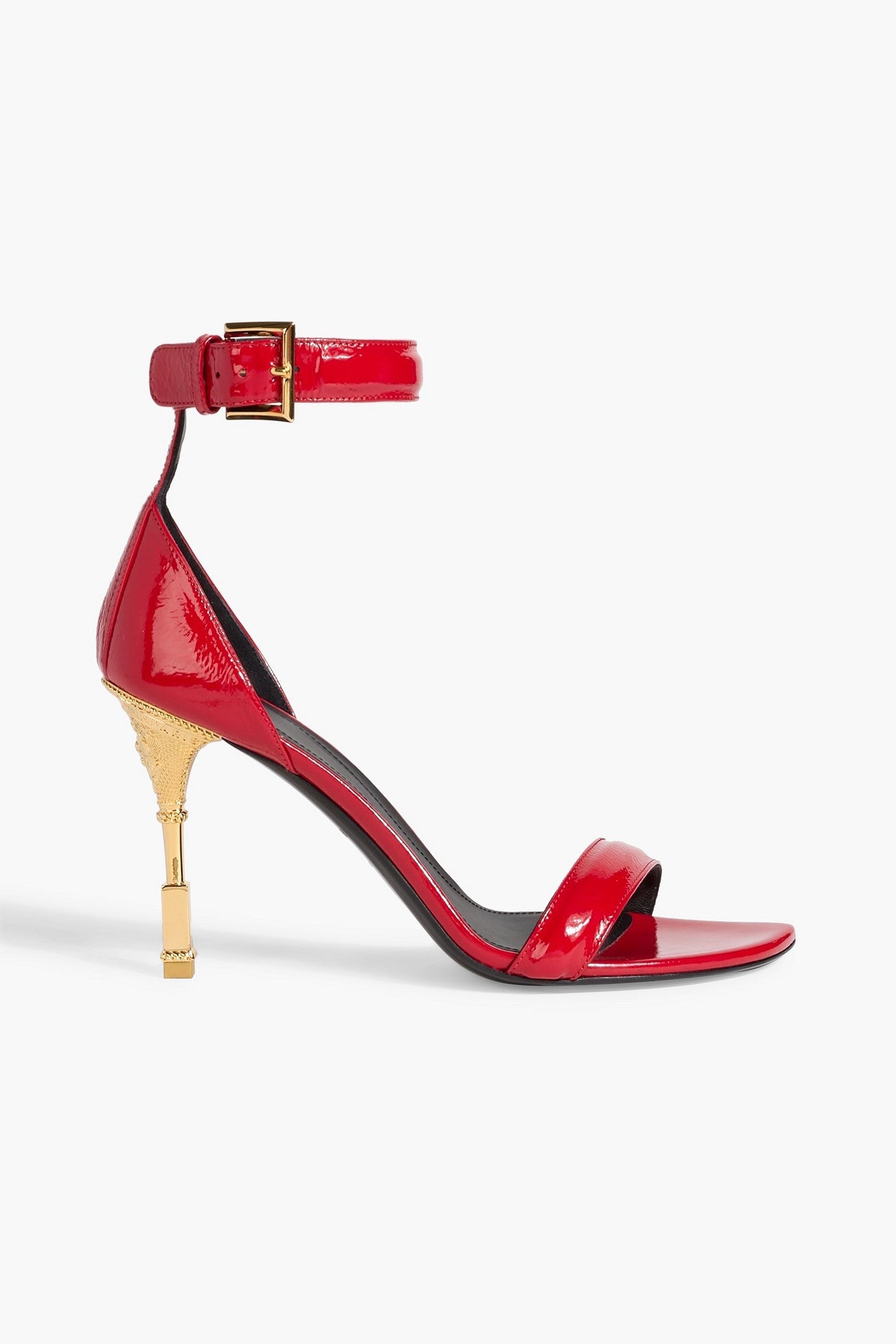 Balmain Moneta Patent-Leather Sandals Red Women's