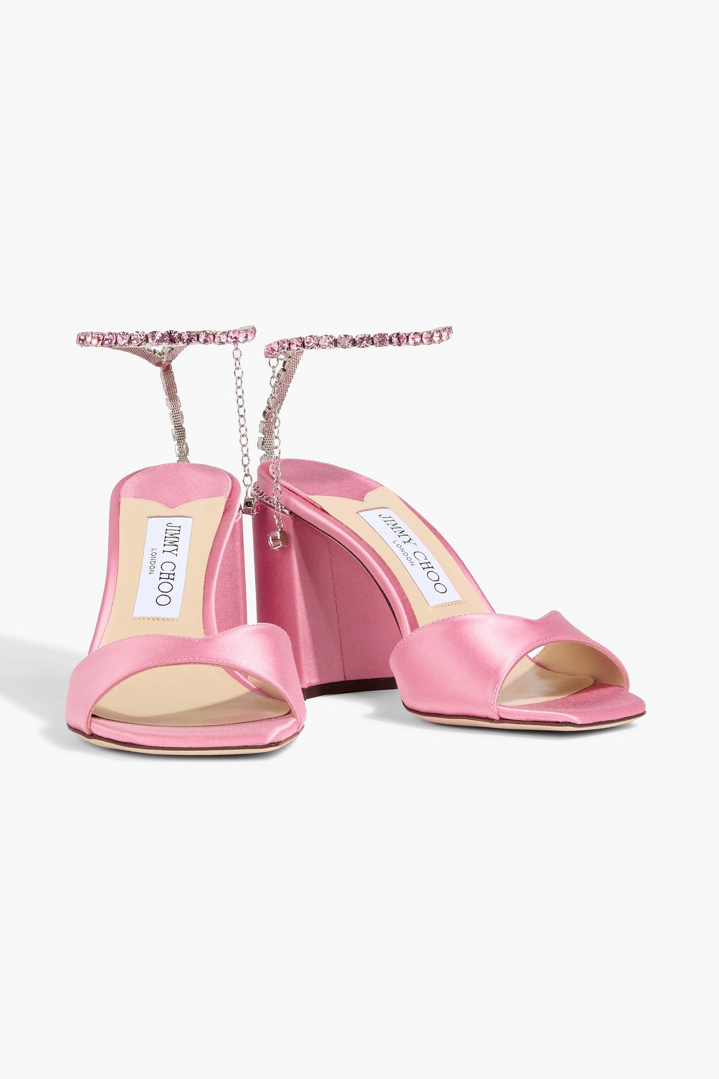 Jimmy Choo Saeda 85 Crystal-Embellished Satin Sandals Pink Women's