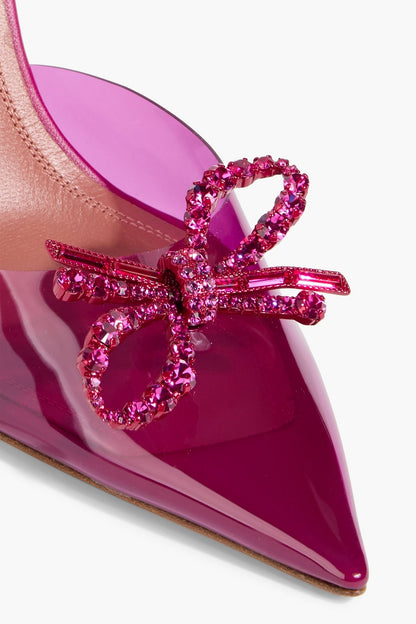 Amina Muaddi Rosie Crystal-Embellished Bow-Detailed Pvc Slingback Pumps Magenta Women's