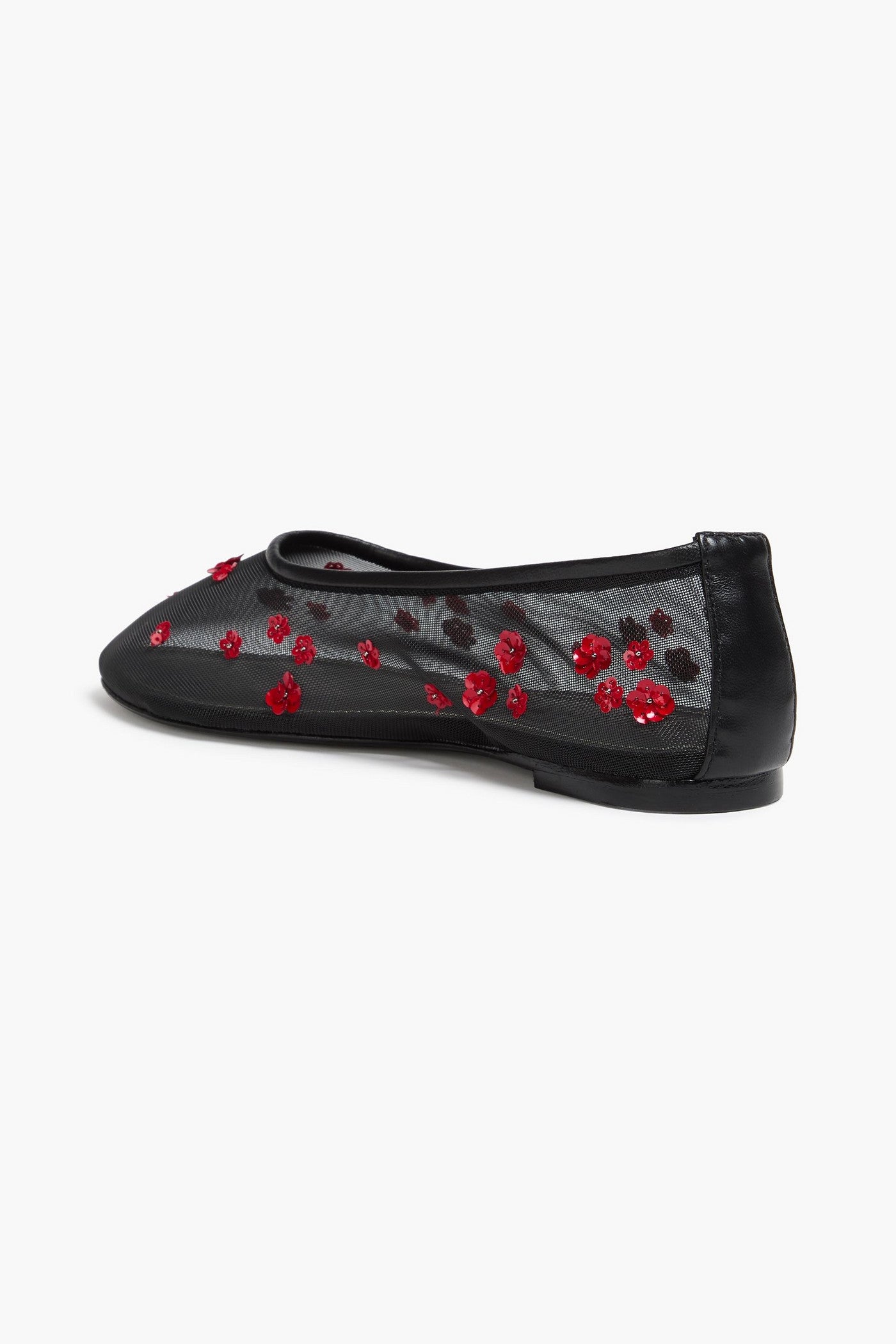 Staud Alba Embellished Mesh Ballet Flats Black Women's
