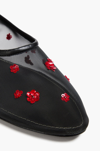 Staud Alba Embellished Mesh Ballet Flats Black Women's