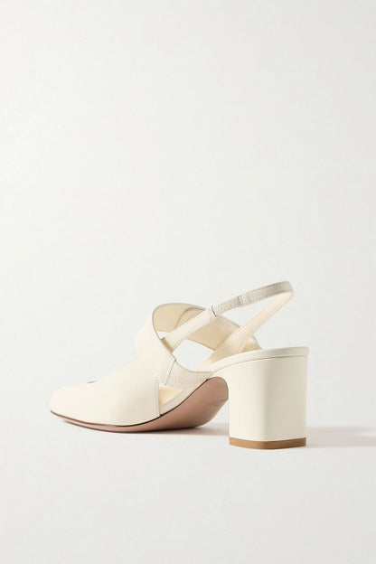 Valentino Garavani Vlogo 60 Embellished Leather Slingback Pumps Ivory Women's