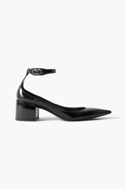 Valentino Garavani Lockette Patent-Leather Pumps Black Women's