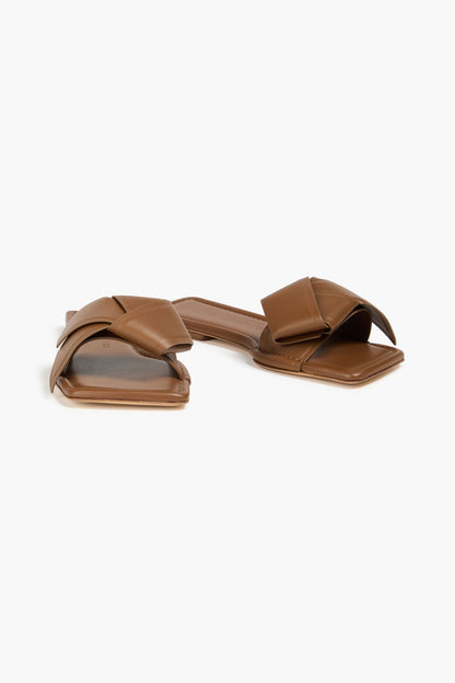 Acne Studios Knotted Leather Slides Light Brown Women's