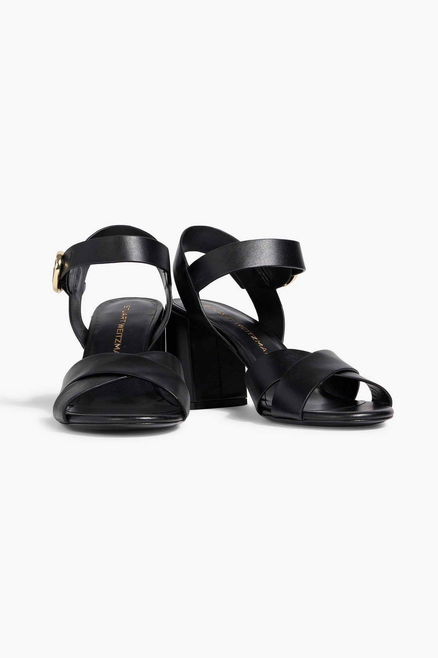 Stuart Weitzman Benni 75 Leather Sandals Black Women's
