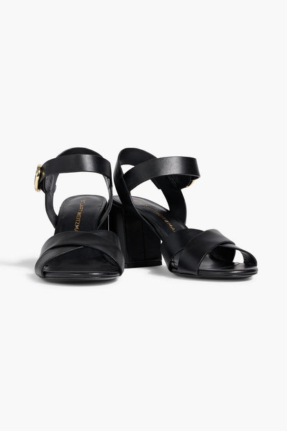 Stuart Weitzman Benni 75 Leather Sandals Black Women's