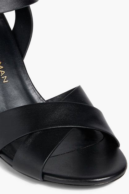 Stuart Weitzman Benni 75 Leather Sandals Black Women's