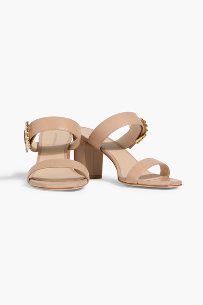 Stuart Weitzman Piper 75 Faux Pearl-Embellished Leather Mules Neutral Women's