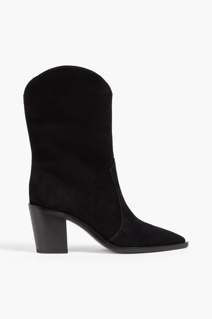 Gianvito Rossi Denver Suede Cowboy Boots Black Women's