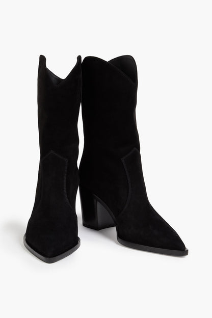 Gianvito Rossi Denver Suede Cowboy Boots Black Women's