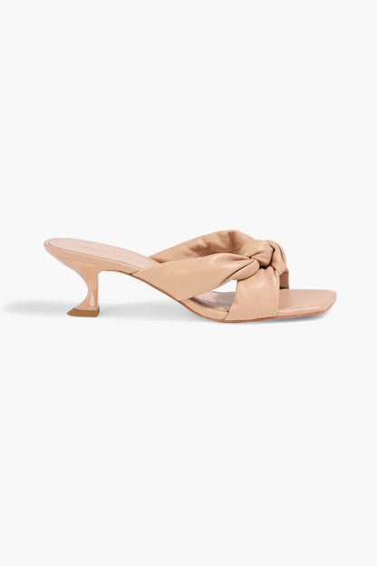 Stuart Weitzman Playa 50 Knotted Padded Leather Mules Neutral Women's
