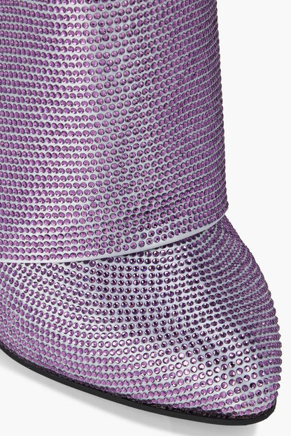 Givenchy Shark Lock Crystal-Embellished Satin Knee Boots Lavender Women's