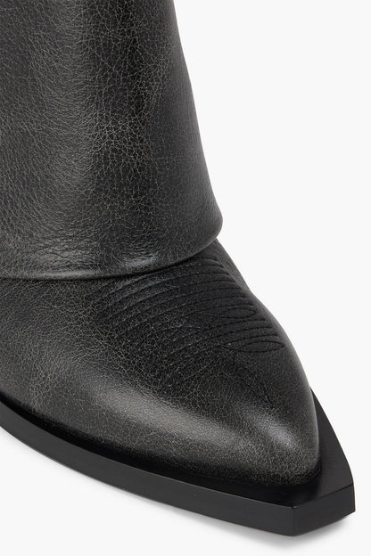 Givenchy Shark Lock Embellished Pebbled-Leather Cowboy Boots Black Women's