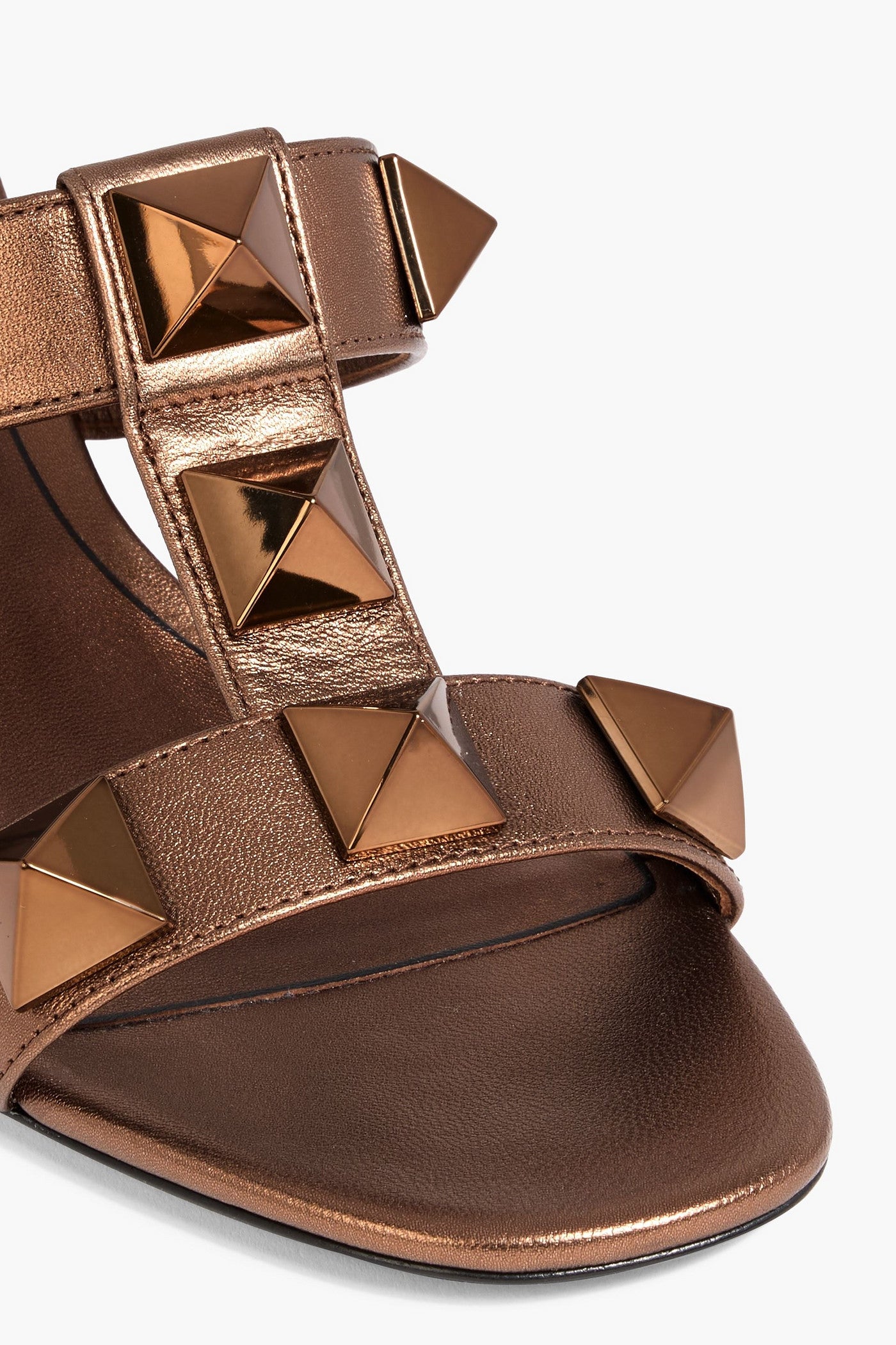Valentino Garavani Roman Stud Metallic Leather Sandals Bronze Women's