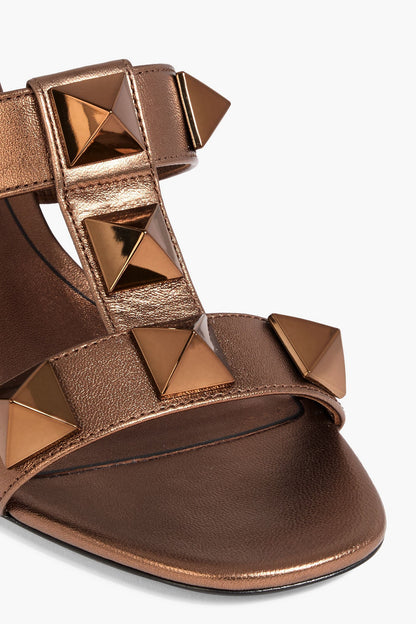 Valentino Garavani Roman Stud Metallic Leather Sandals Bronze Women's