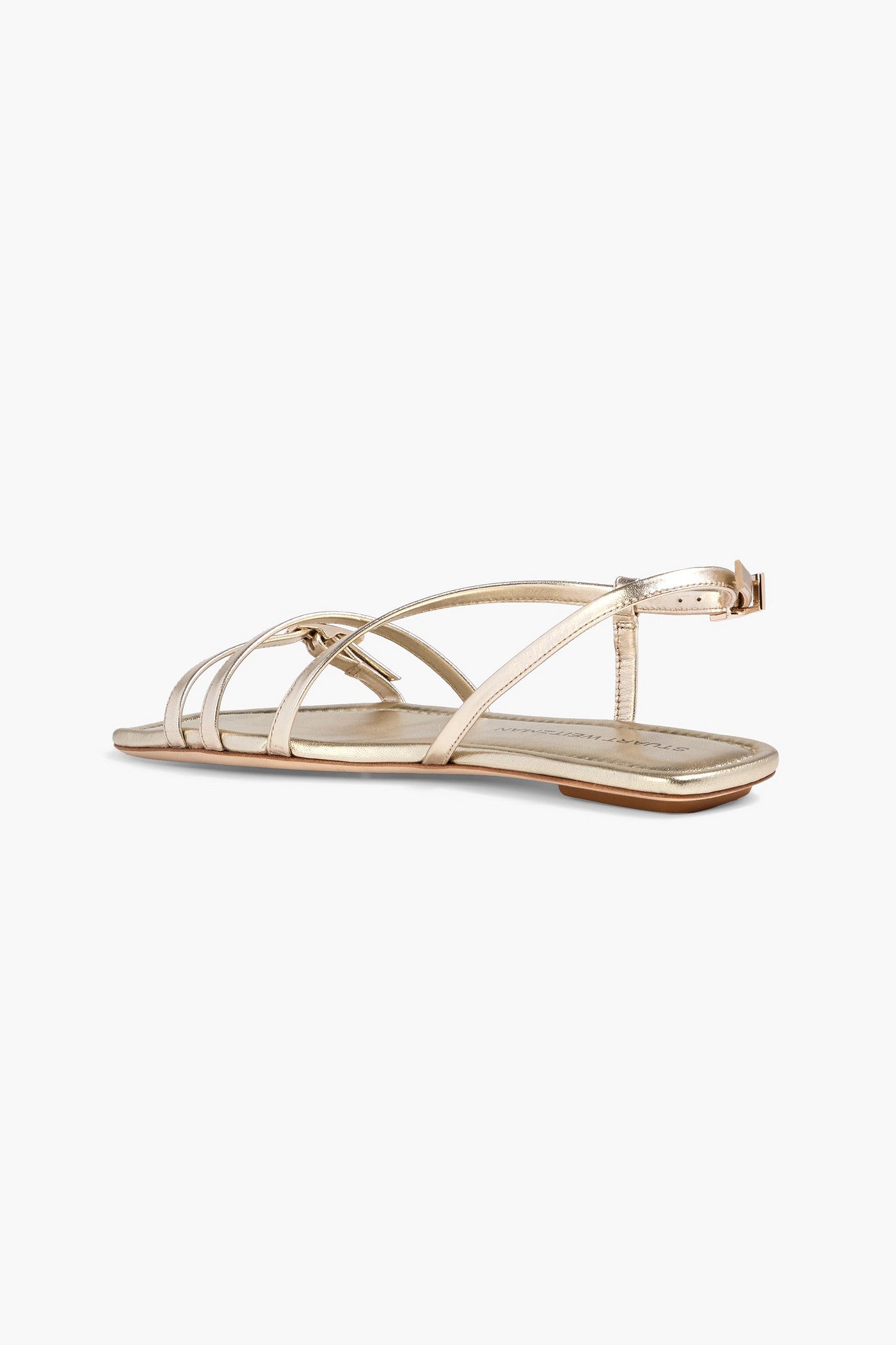 Stuart Weitzman Georgie Metallic Leather Sandals Gold Women's