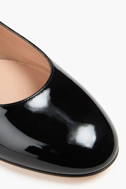 Gianvito Rossi Mary Ribbon Patent-Leather Flats Black Women's
