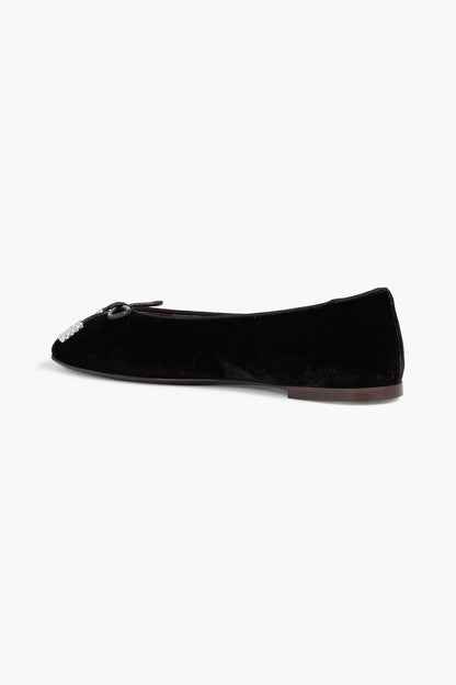 Giuseppe Zanotti Veronica 5 Bow-Detailed Velvet Ballet Flats Black Women's