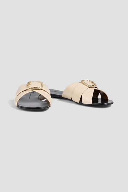 Giuseppe Zanotti Nuvrock 10 Leather Slides Cream Women's