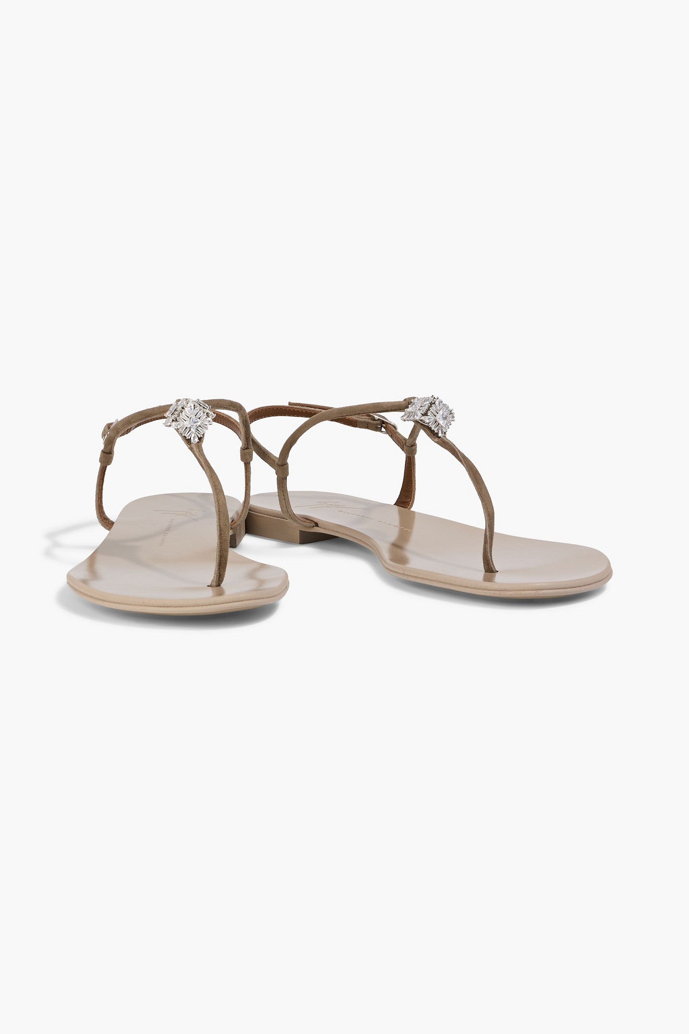 Giuseppe Zanotti Maryland Crystal-Embellished Suede Sandals Taupe Women's