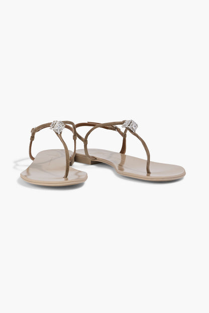 Giuseppe Zanotti Maryland Crystal-Embellished Suede Sandals Taupe Women's