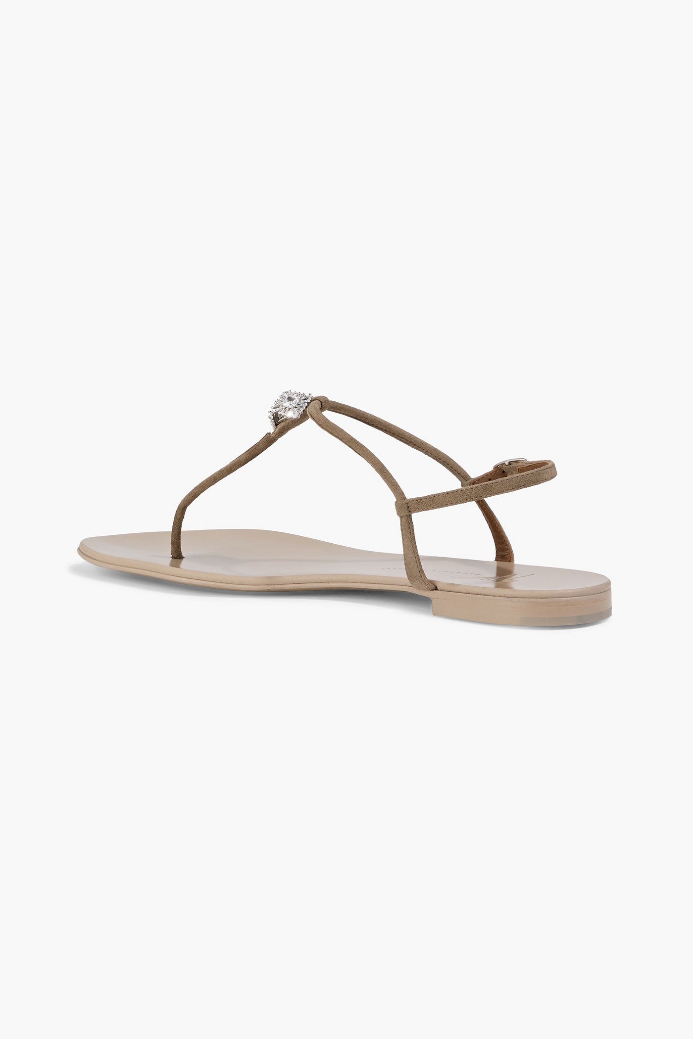 Giuseppe Zanotti Maryland Crystal-Embellished Suede Sandals Taupe Women's