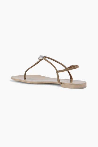 Giuseppe Zanotti Maryland Crystal-Embellished Suede Sandals Taupe Women's