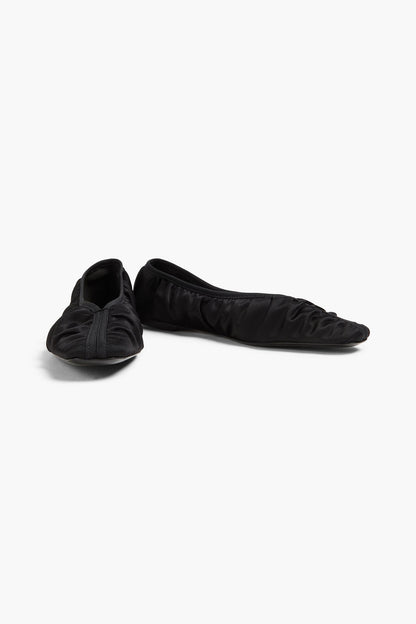 Toteme Gathered Satin Flats Black Women's