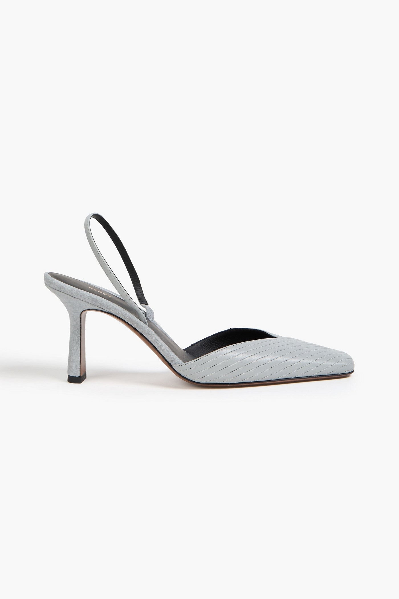 Neous Dilmun Suede-Trimmed Leather Slingback Pumps Gray Women's