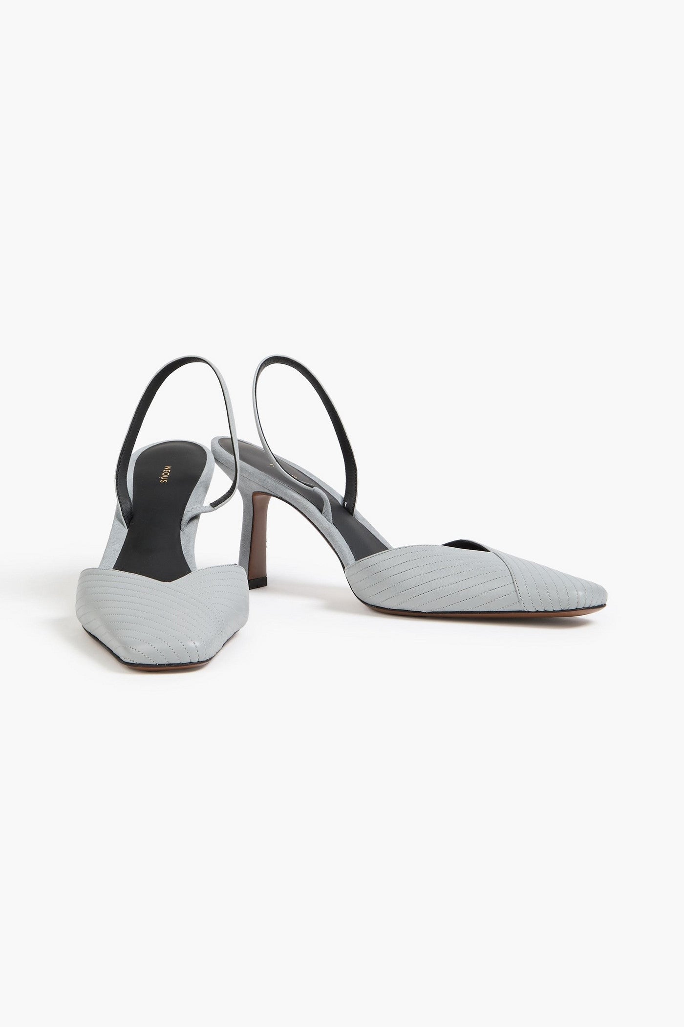 Neous Dilmun Suede-Trimmed Leather Slingback Pumps Gray Women's